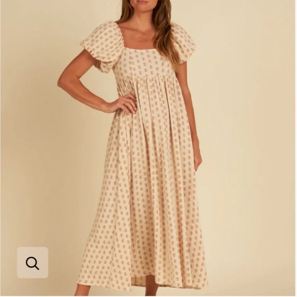 NWOT Rylee + Cru Oceane Lexi Apricot Motif Puff Sleeve Cottagecore Maxi Dress - Picture 6 of 15